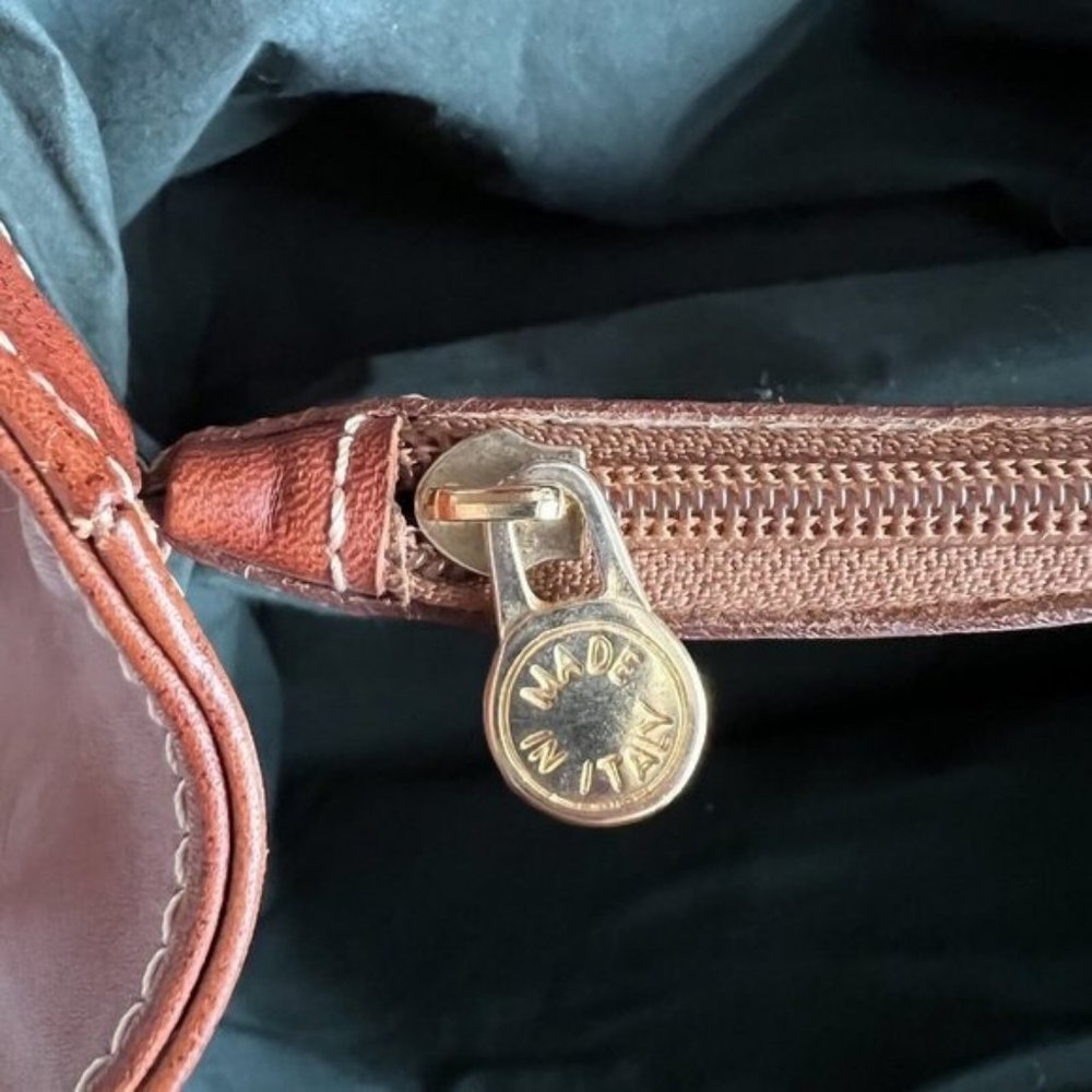 Vintage i Borsai Iborsai Chestnut Brown Leather Shoulder Bag Italy Long Straps - Picture 3 of 12